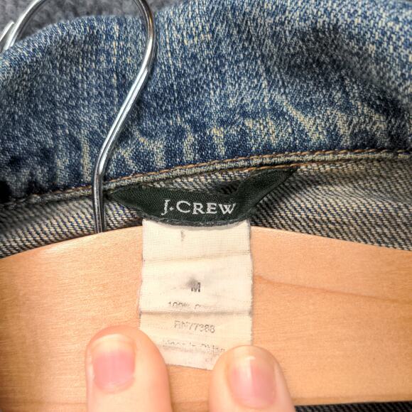 J. Crew Denim Jacket Size M Blue Denim Full Zip Front Pockets 100% Cotton - Picture 10 of 10